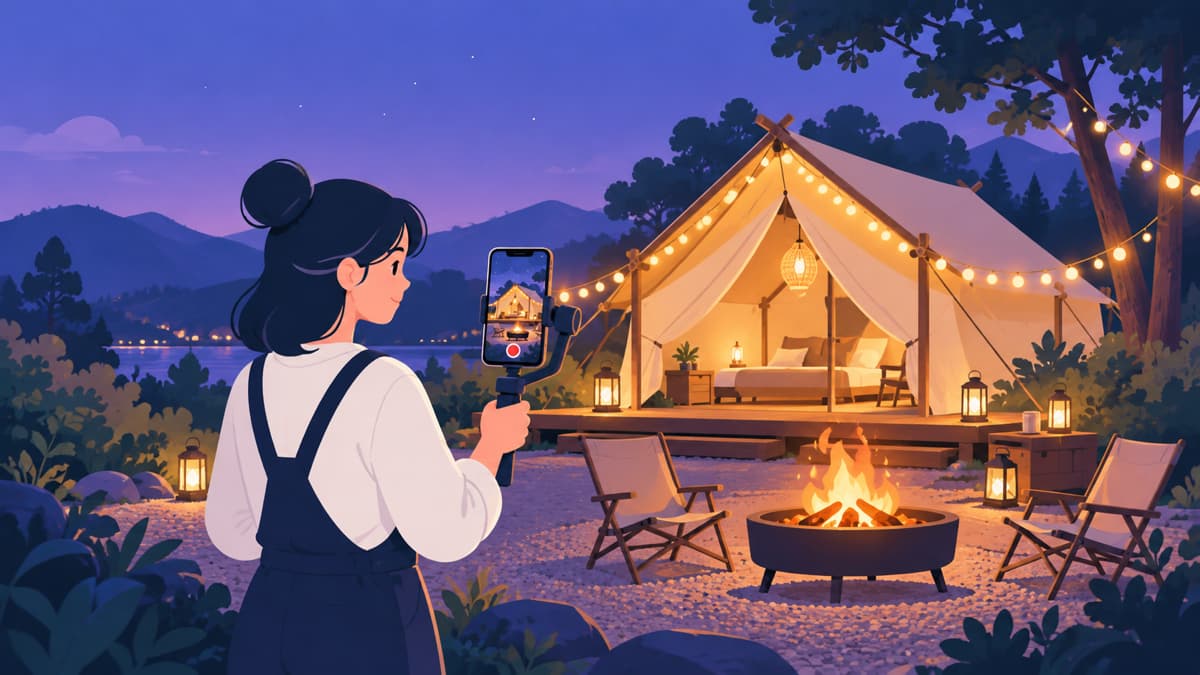 글램핑장 숏폼 영상 촬영 가이드, 야경·불멍·아침 풍경 담는 법